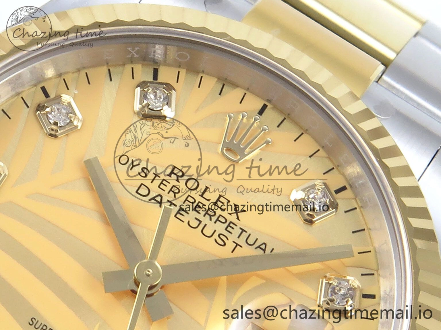 Cozy DateJust 36 126233 EWEF Best Edition YG Leaf Diamonds Dial on SS YG Oyster Bracelet A 673