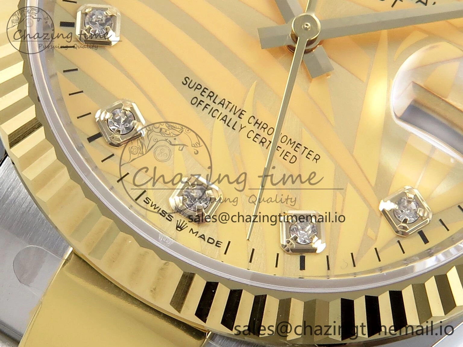 Cozy DateJust 36 126233 EWEF Best Edition YG Leaf Diamonds Dial on SS YG Oyster Bracelet A 673