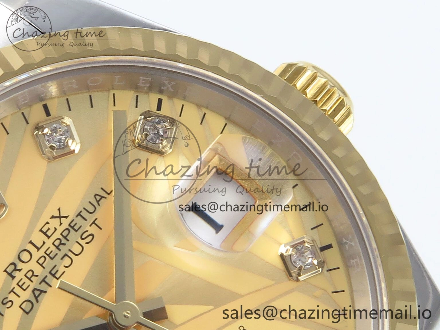 Cozy DateJust 36 126233 EWEF Best Edition YG Leaf Diamonds Dial on SS YG Oyster Bracelet A 673