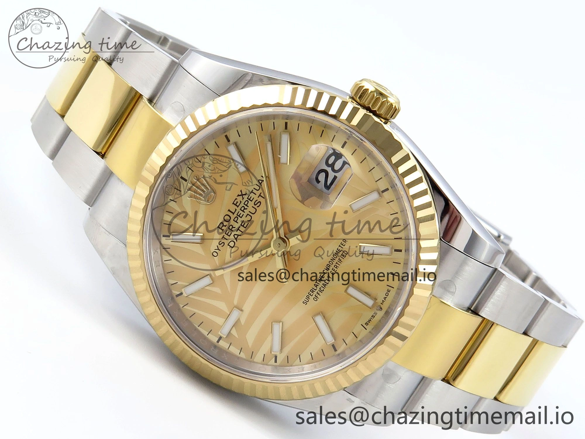DateJust 36 126233 EWEF Best Edition YG Leaf Stick Dial on SS YG Oyster Bracelet A WrinkleFree 668