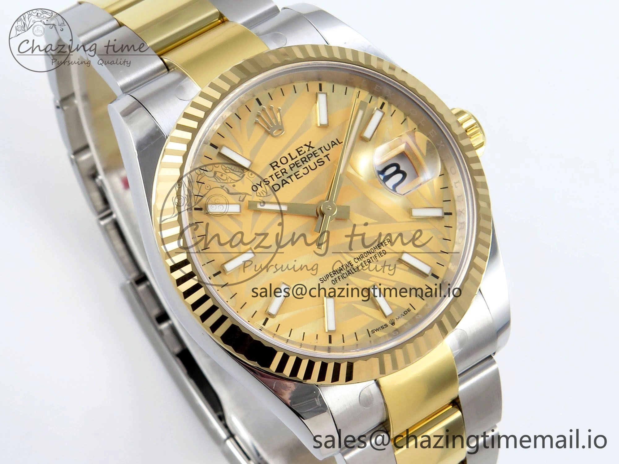 DateJust 36 126233 EWEF Best Edition YG Leaf Stick Dial on SS YG Oyster Bracelet A WrinkleFree 668
