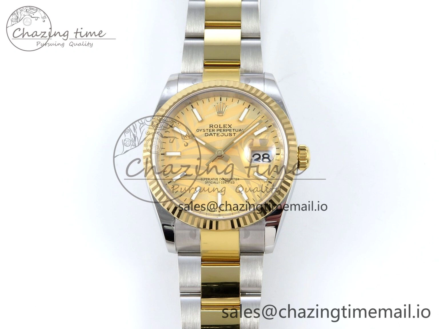 DateJust 36 126233 EWEF Best Edition YG Leaf Stick Dial on SS YG Oyster Bracelet A WrinkleFree 668