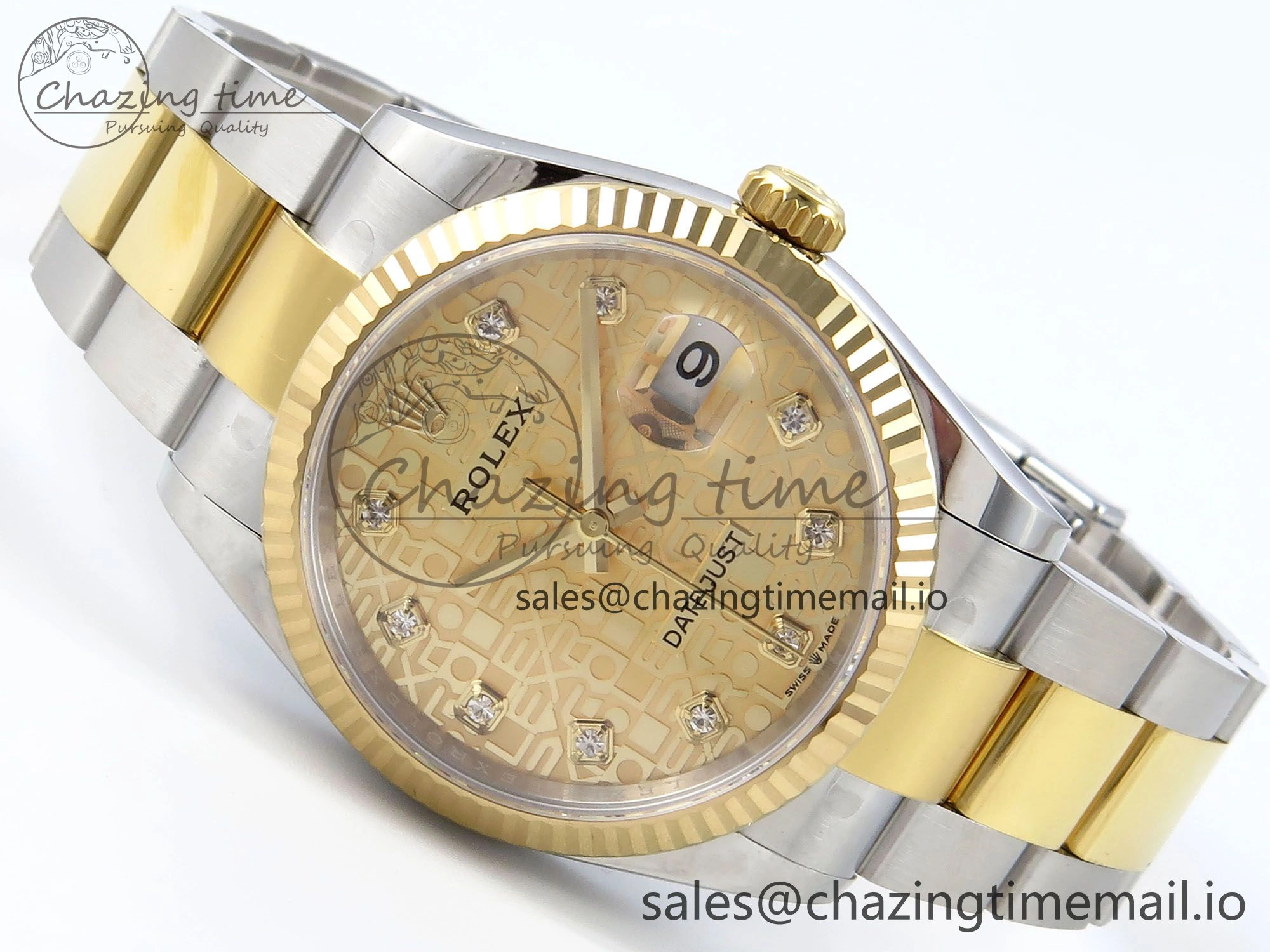 BestValue DateJust 36 126233 EWEF Best Edition YG Pattern Diamonds Dial on SS YG Oyster Bracelet A 674