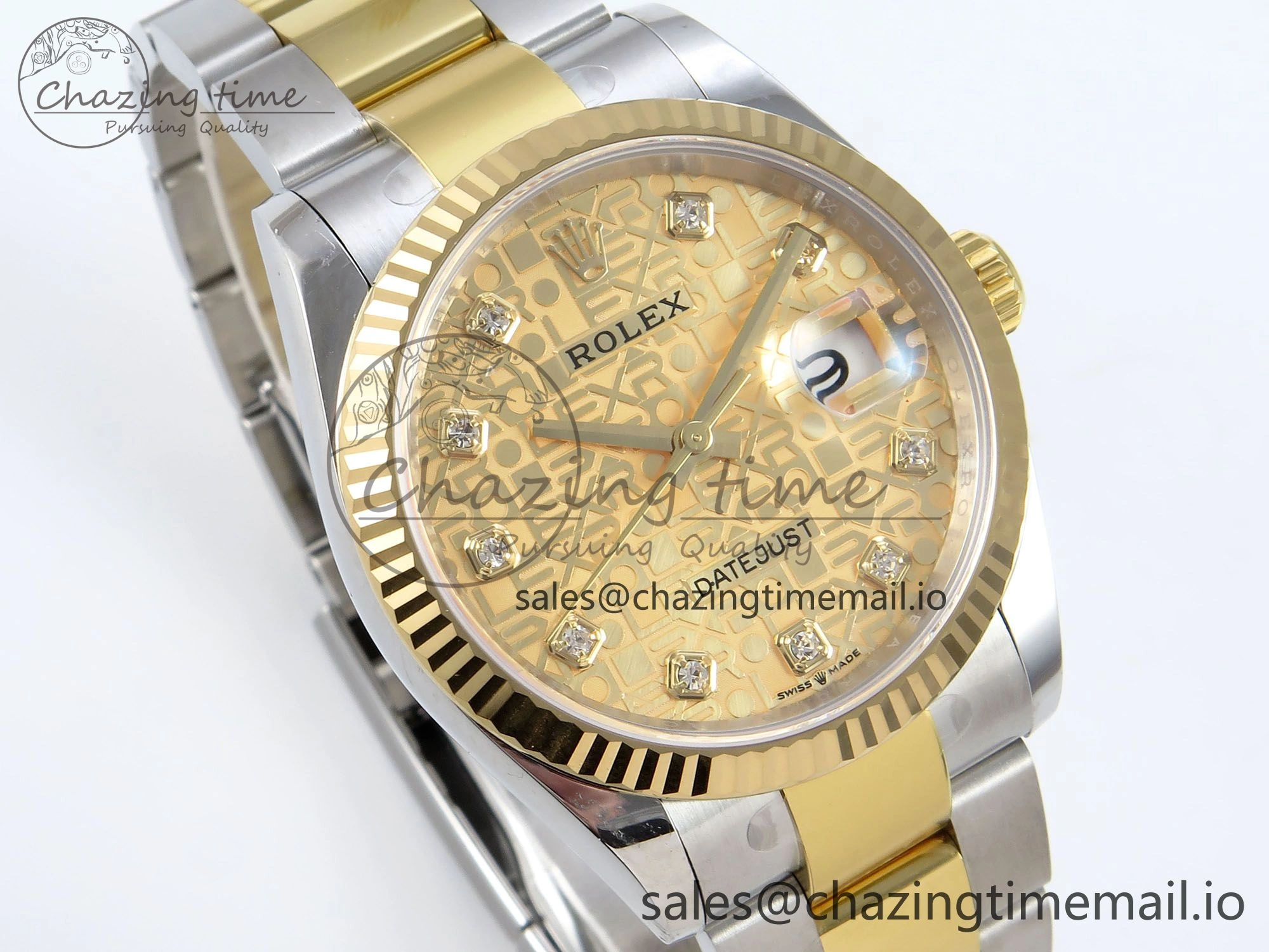 BestValue DateJust 36 126233 EWEF Best Edition YG Pattern Diamonds Dial on SS YG Oyster Bracelet A 674