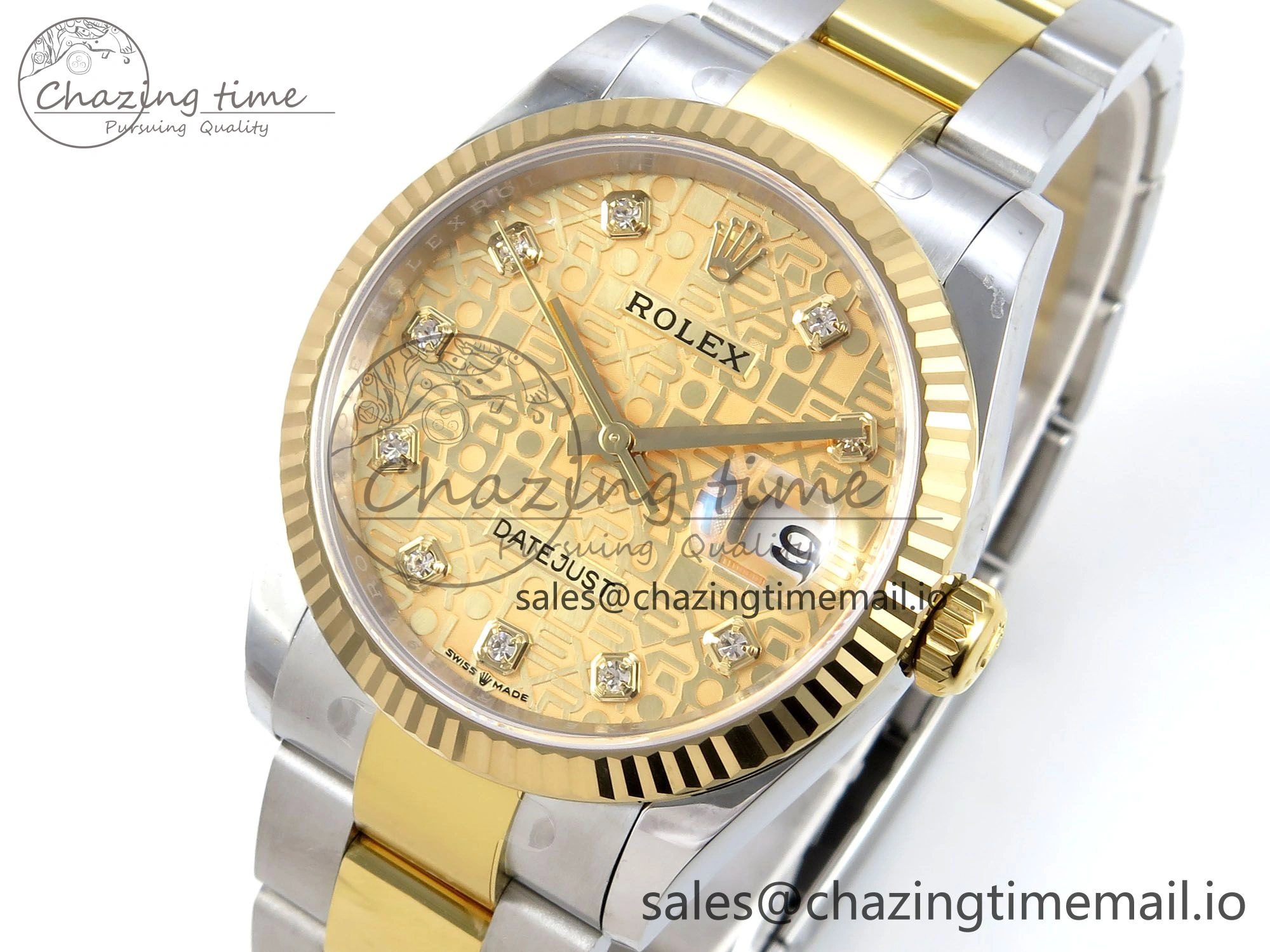 BestValue DateJust 36 126233 EWEF Best Edition YG Pattern Diamonds Dial on SS YG Oyster Bracelet A 674