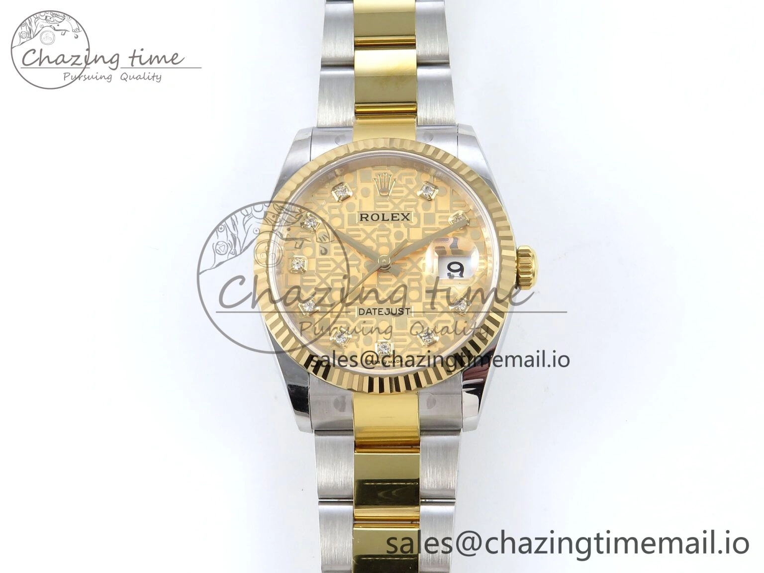 BestValue DateJust 36 126233 EWEF Best Edition YG Pattern Diamonds Dial on SS YG Oyster Bracelet A 674