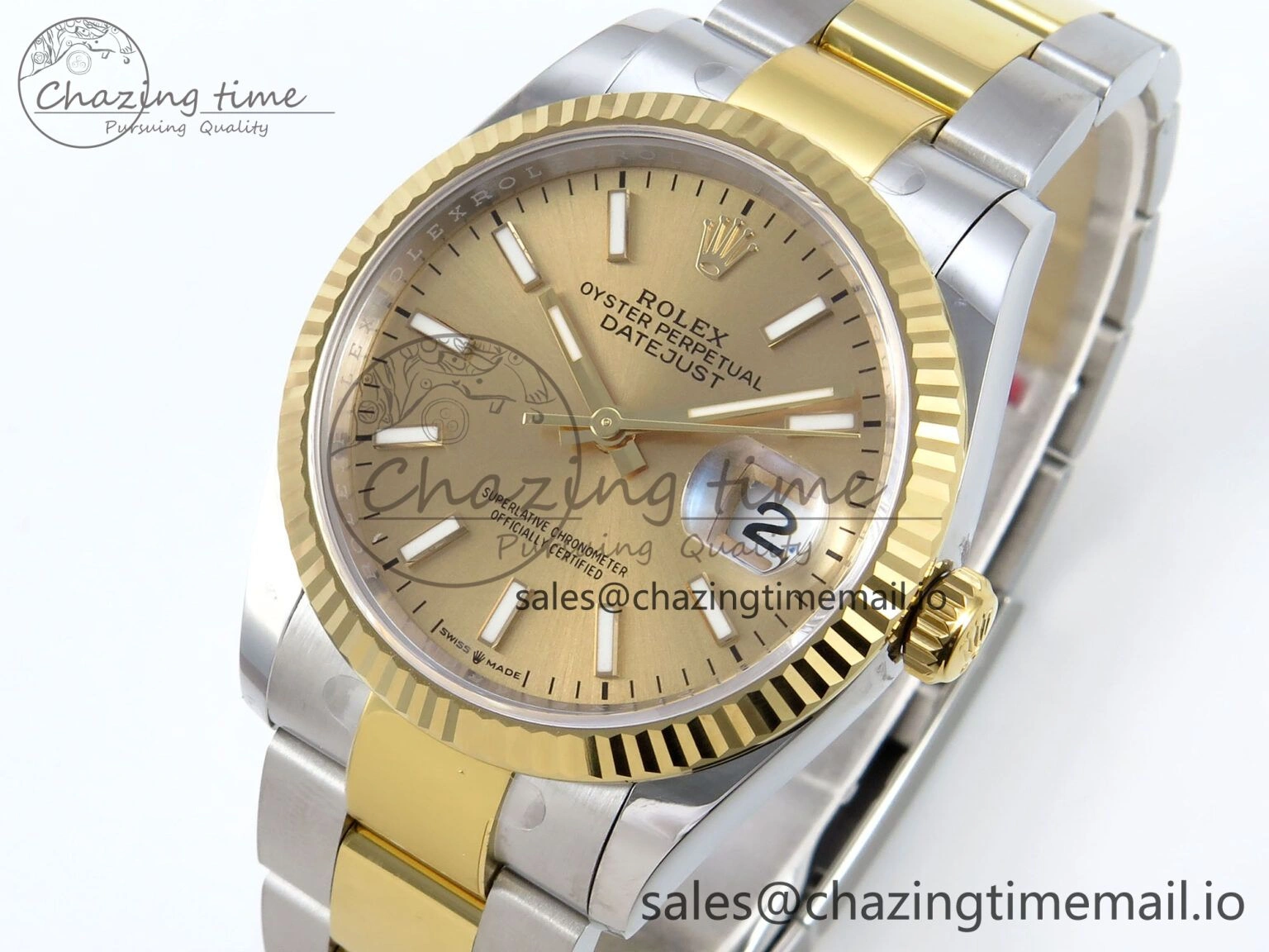 DateJust 36 126233 EWEF Best Edition YG Stick Dial on SS YG Oyster Bracelet A GoAnywhere 669