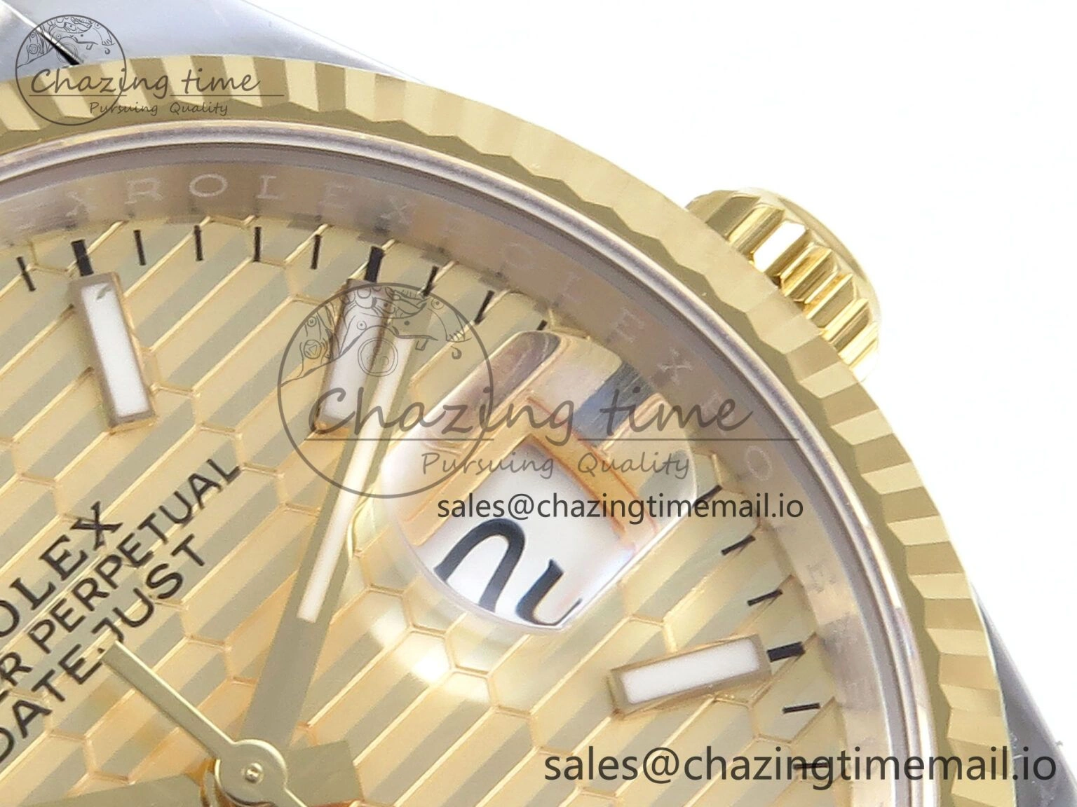 Practical DateJust 36 126233 EWEF Best Edition YG Textured Dial Stick Marker on SS YG Jubilee Bracelet A 619