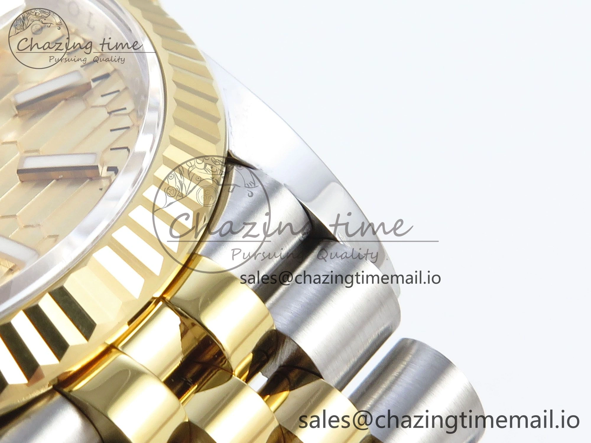 Practical DateJust 36 126233 EWEF Best Edition YG Textured Dial Stick Marker on SS YG Jubilee Bracelet A 619