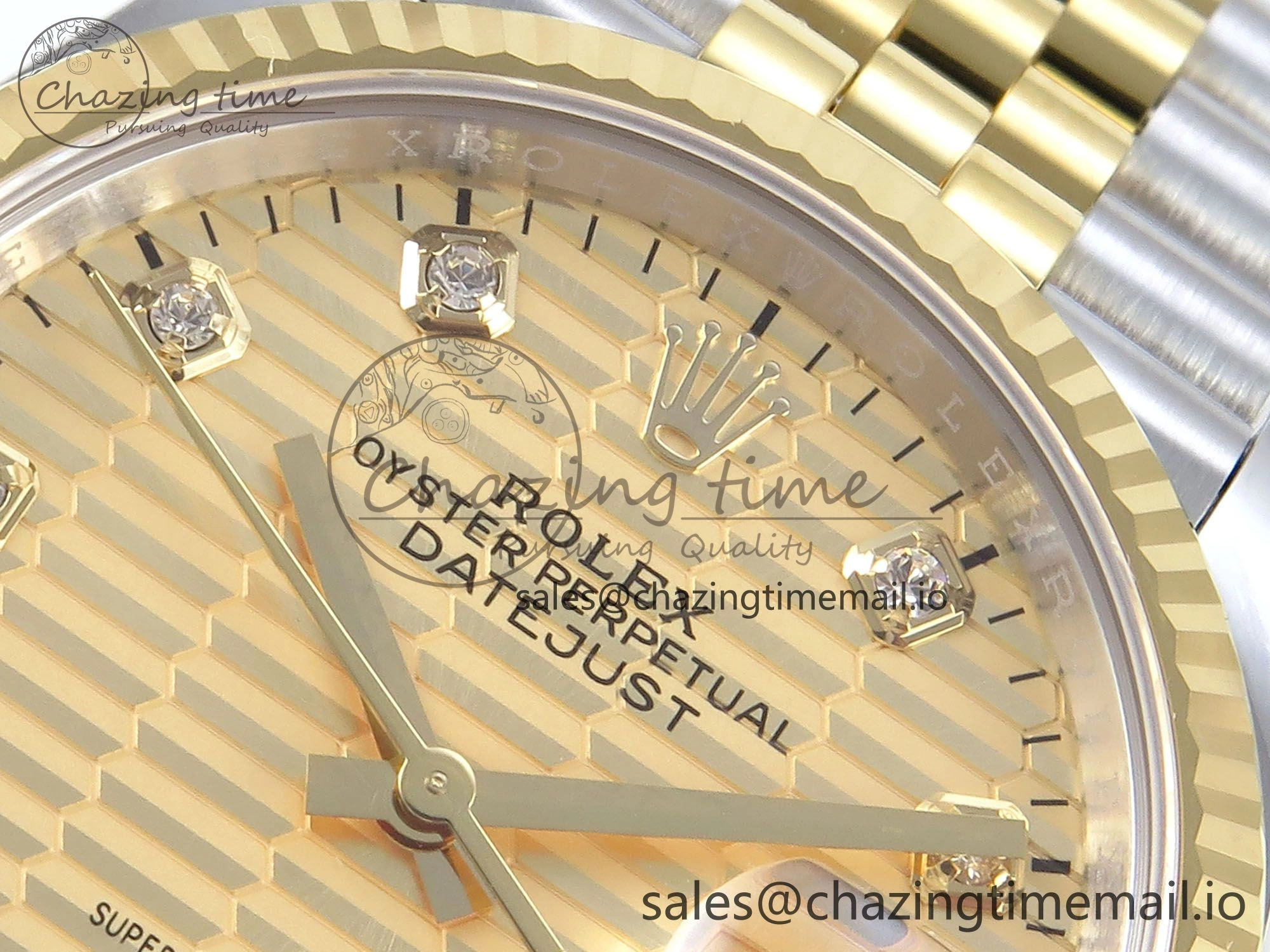 Packable DateJust 36 126233 EWEF Best Edition YG Textured Diamonds Dial on SS YG Jubilee Bracelet A 621