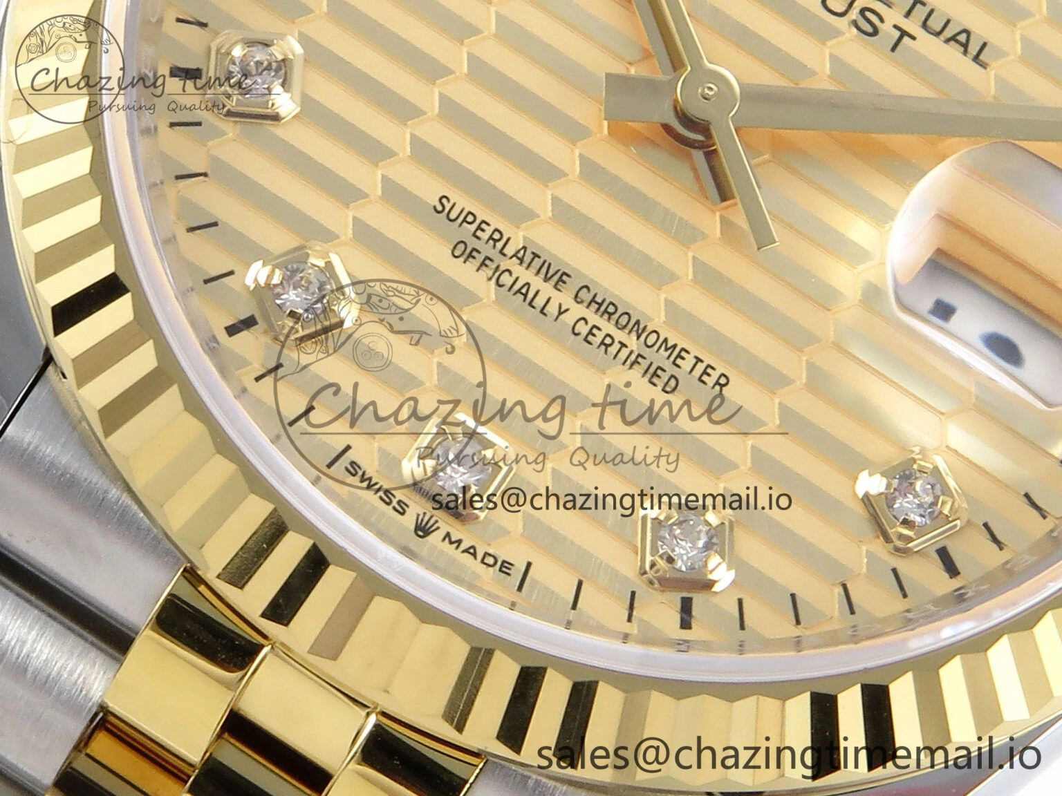 Packable DateJust 36 126233 EWEF Best Edition YG Textured Diamonds Dial on SS YG Jubilee Bracelet A 621