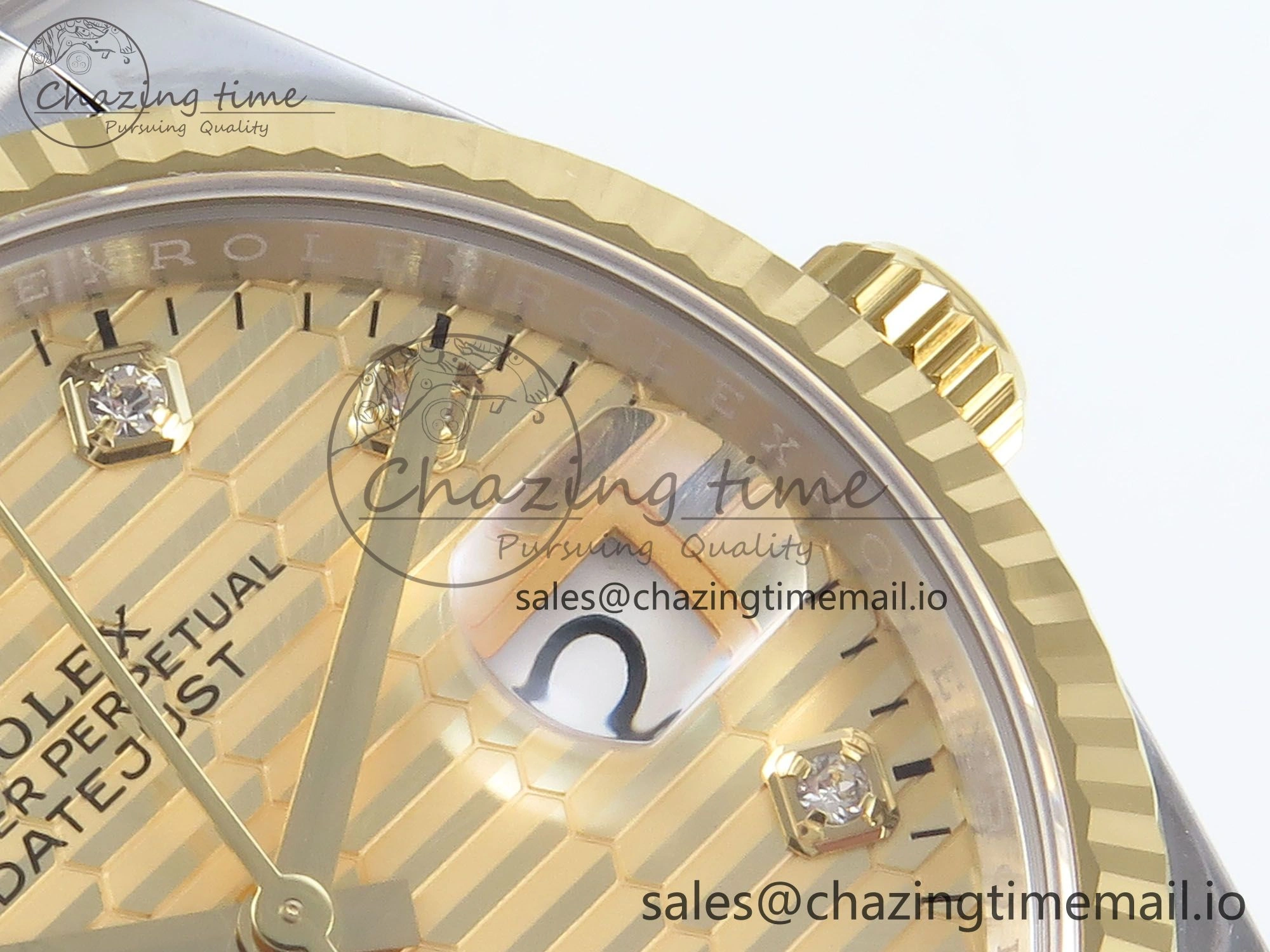 Packable DateJust 36 126233 EWEF Best Edition YG Textured Diamonds Dial on SS YG Jubilee Bracelet A 621