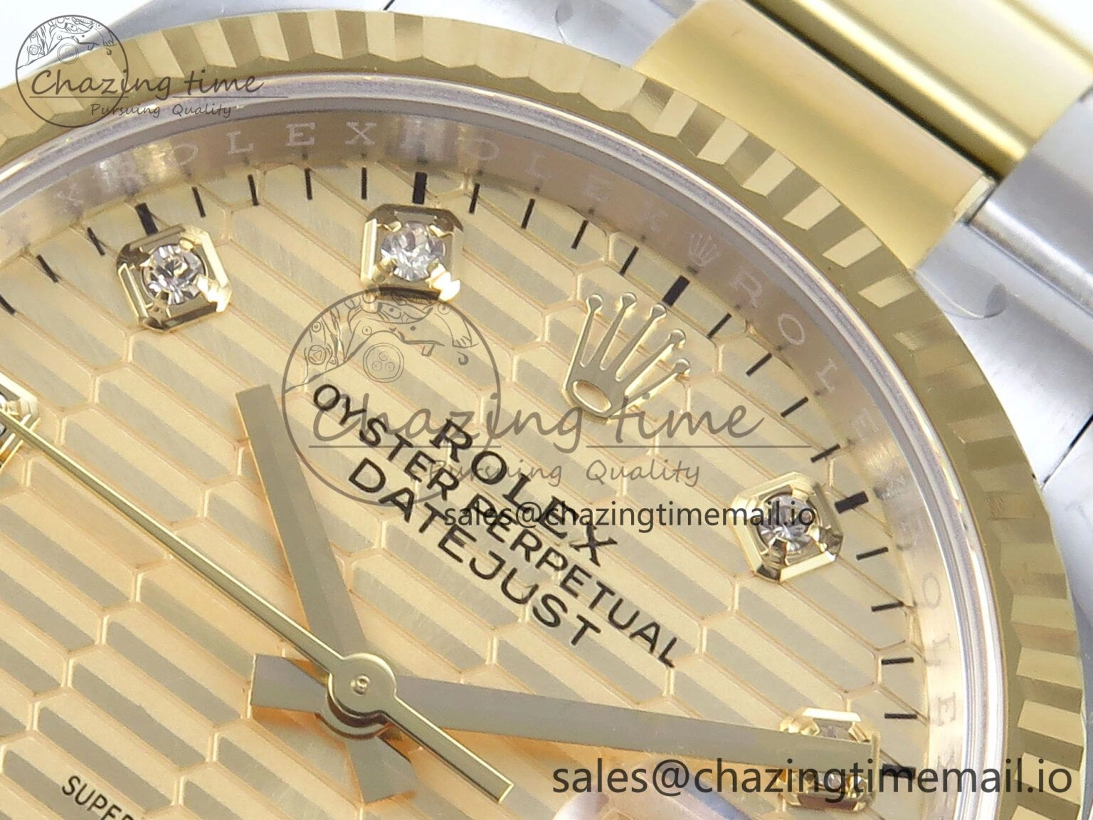 Effortless DateJust 36 126233 EWEF Best Edition YG Textured Diamonds Dial on SS YG Oyster Bracelet A 677