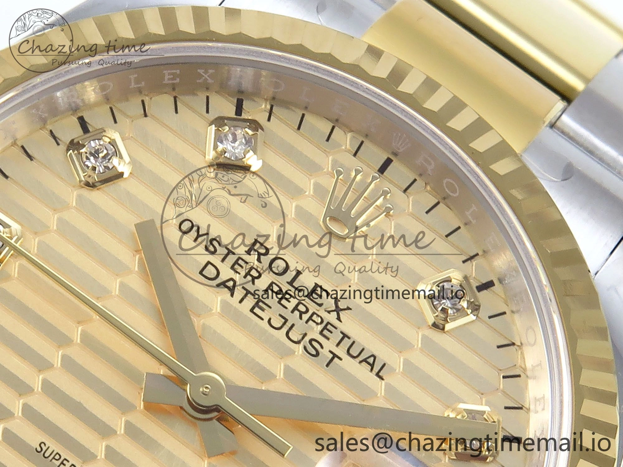 Effortless DateJust 36 126233 EWEF Best Edition YG Textured Diamonds Dial on SS YG Oyster Bracelet A 677