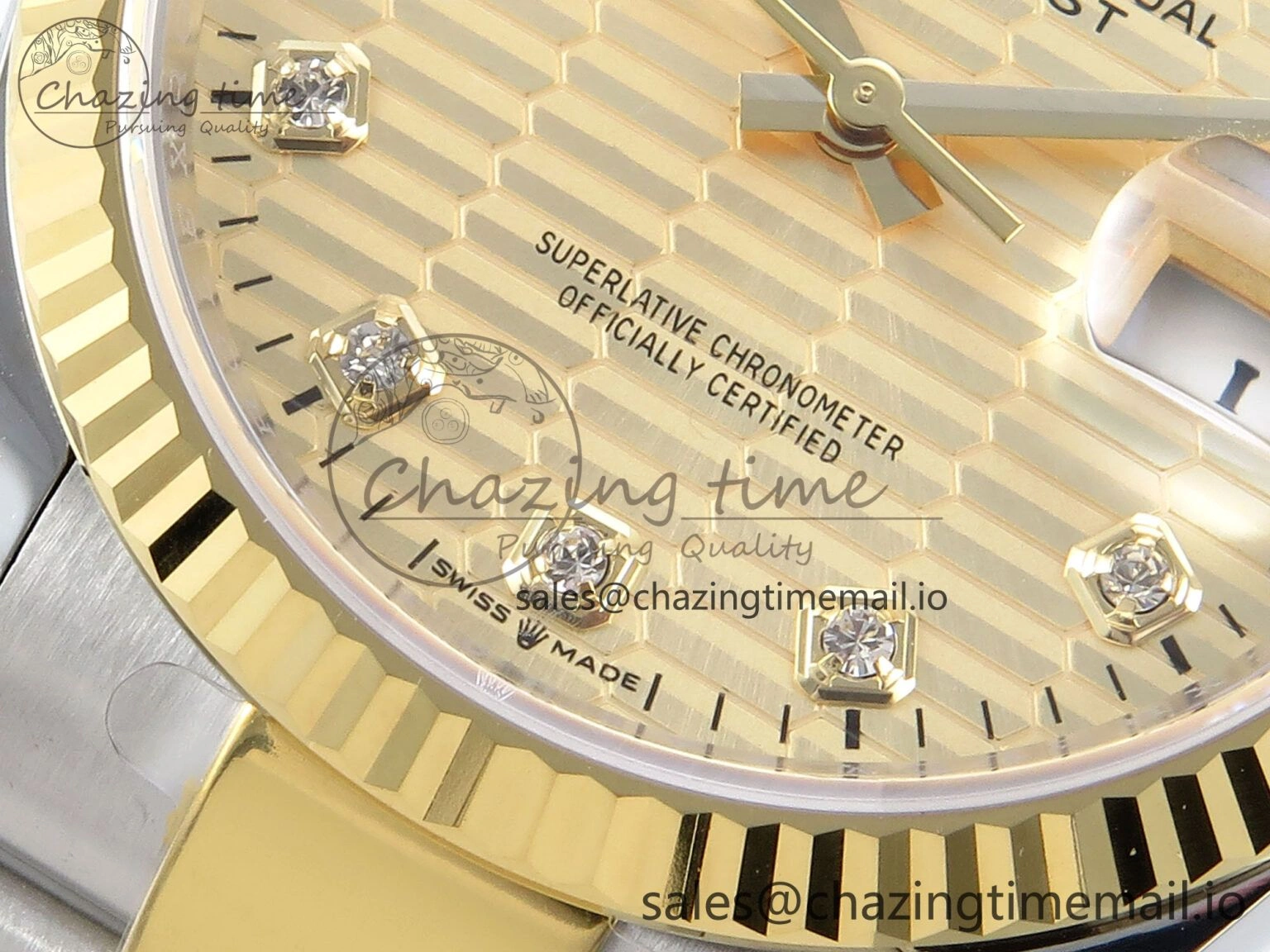 Effortless DateJust 36 126233 EWEF Best Edition YG Textured Diamonds Dial on SS YG Oyster Bracelet A 677