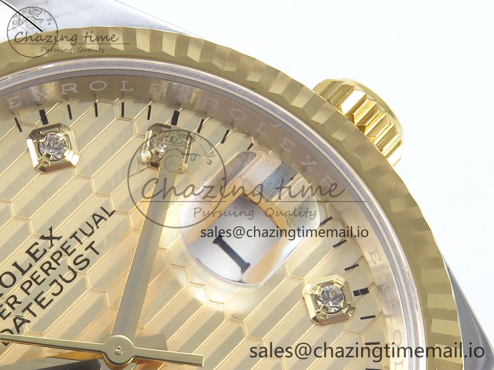 Effortless DateJust 36 126233 EWEF Best Edition YG Textured Diamonds Dial on SS YG Oyster Bracelet A 677
