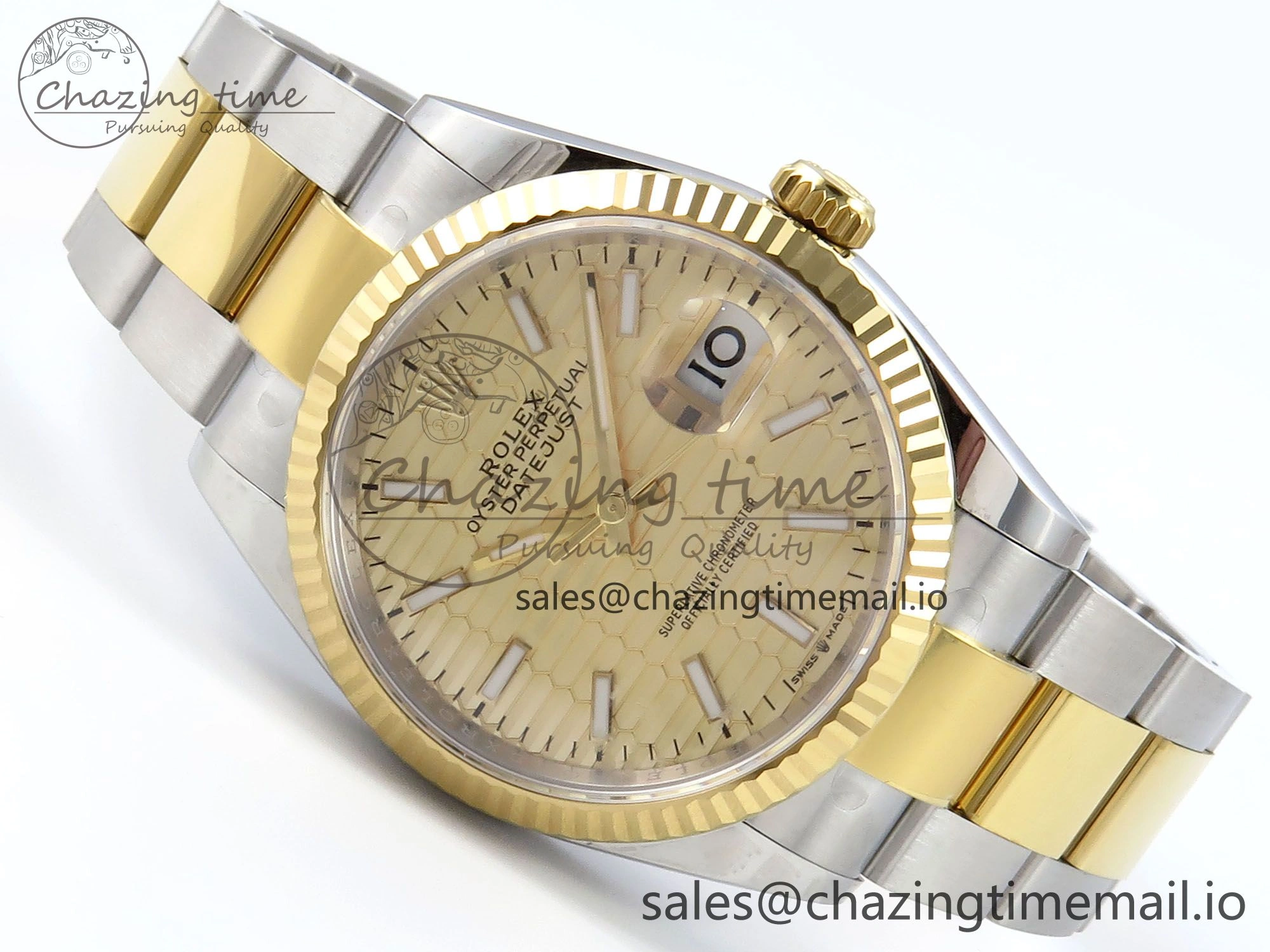DateJust 36 126233 EWEF Best Edition YG Textured Stick Dial on SS YG Oyster Bracelet A Tailored 671