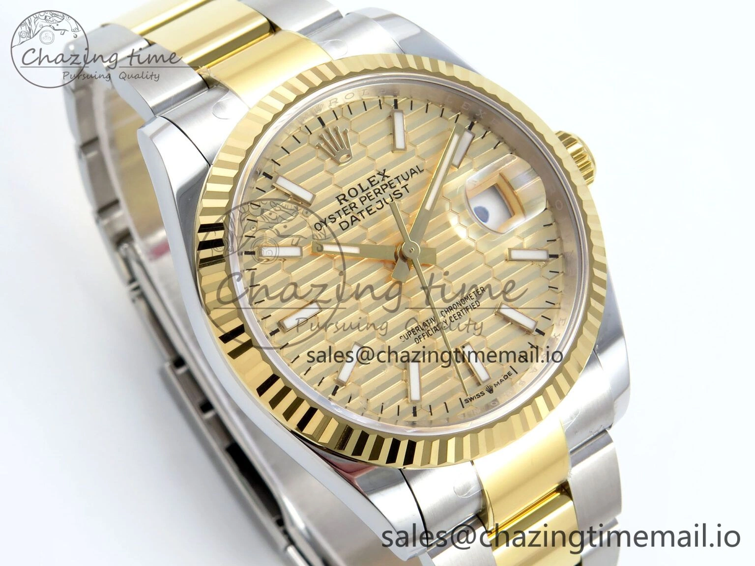 DateJust 36 126233 EWEF Best Edition YG Textured Stick Dial on SS YG Oyster Bracelet A Tailored 671