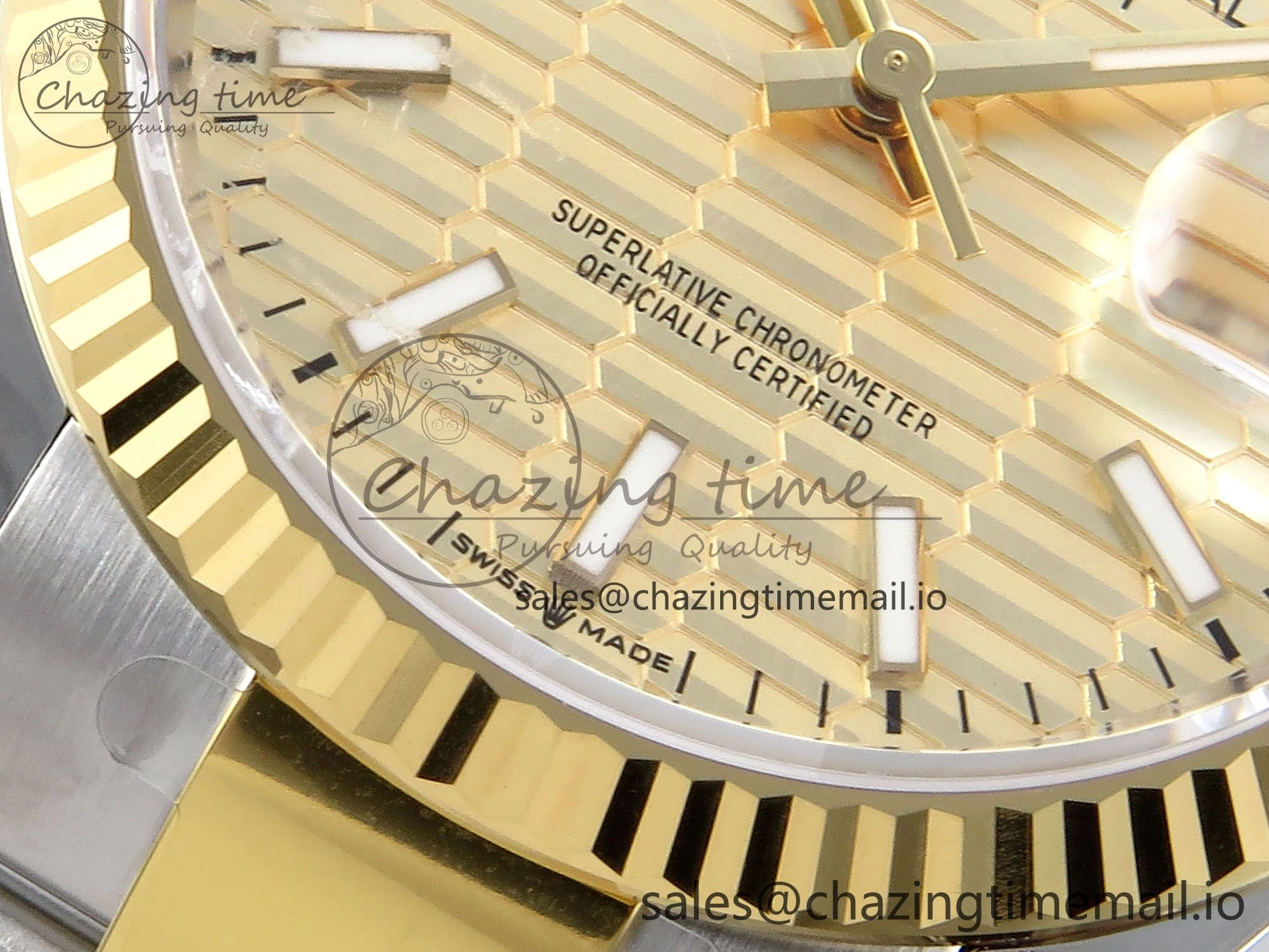 DateJust 36 126233 EWEF Best Edition YG Textured Stick Dial on SS YG Oyster Bracelet A Tailored 671