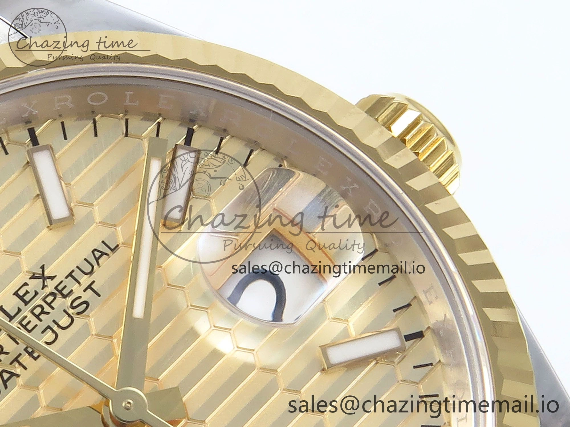 DateJust 36 126233 EWEF Best Edition YG Textured Stick Dial on SS YG Oyster Bracelet A Tailored 671