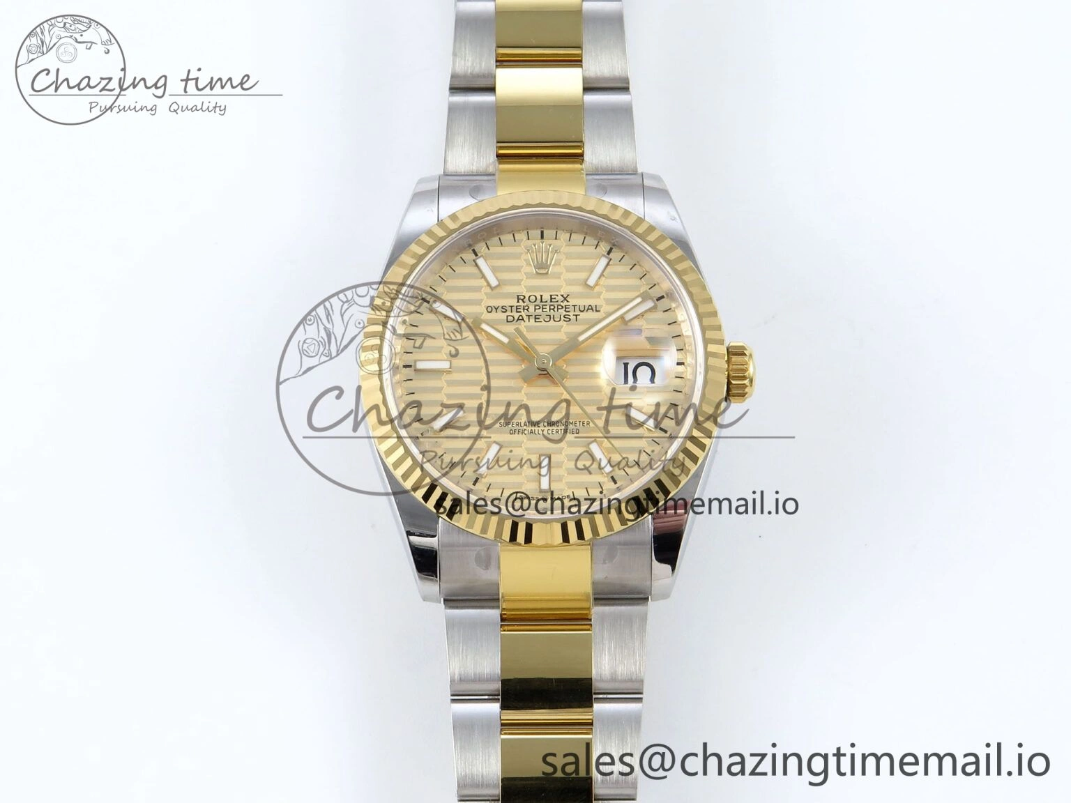 DateJust 36 126233 EWEF Best Edition YG Textured Stick Dial on SS YG Oyster Bracelet A Tailored 671