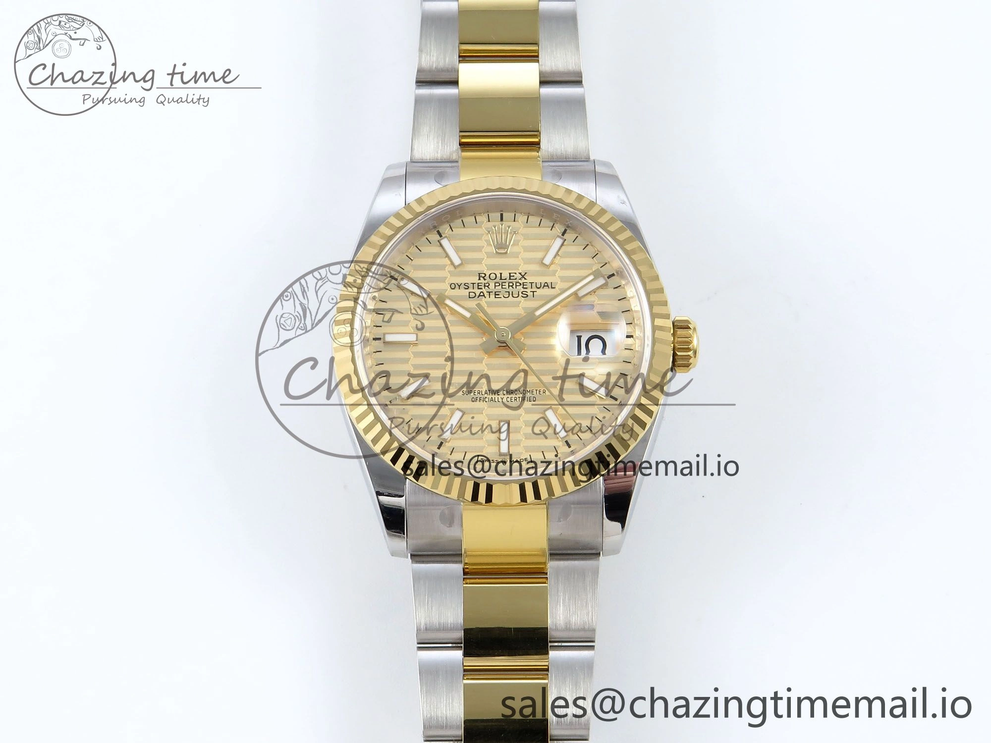 DateJust 36 126233 EWEF Best Edition YG Textured Stick Dial on SS YG Oyster Bracelet A Tailored 671