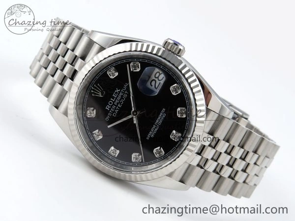 Sustainable DateJust 36 126234 APF 1:1 Best Edition 904L Steel Black Diamonds Dial on SS Jubilee Bracelet VR 1585