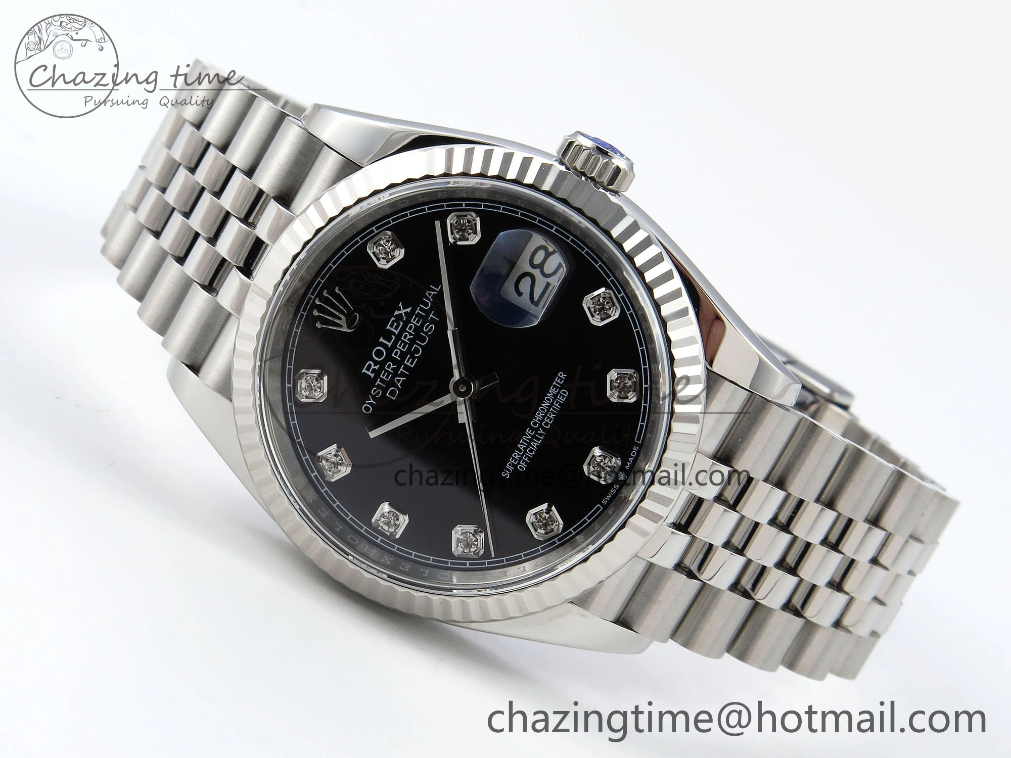 Sustainable DateJust 36 126234 APF 1:1 Best Edition 904L Steel Black Diamonds Dial on SS Jubilee Bracelet VR 1585