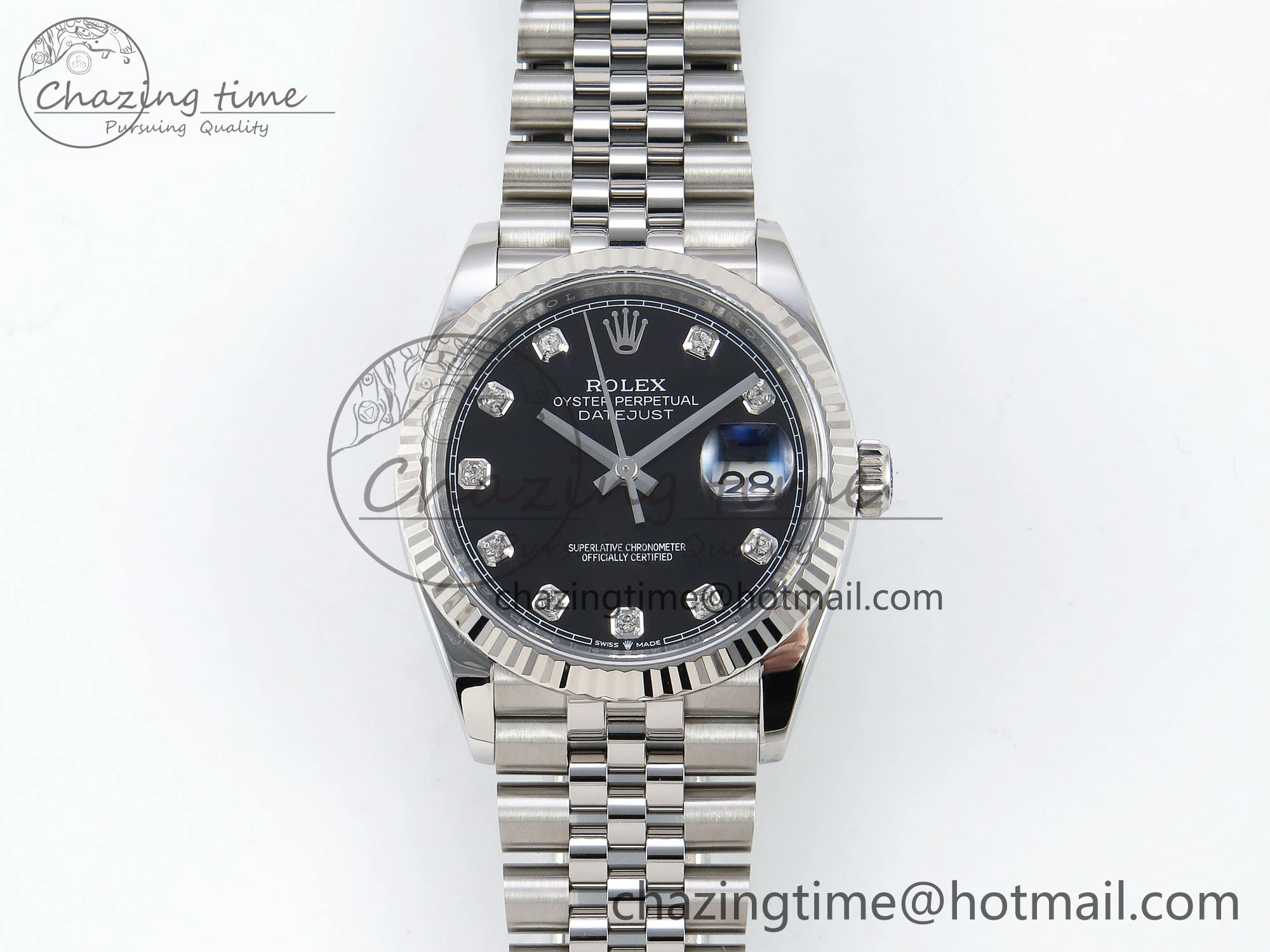 Sustainable DateJust 36 126234 APF 1:1 Best Edition 904L Steel Black Diamonds Dial on SS Jubilee Bracelet VR 1585