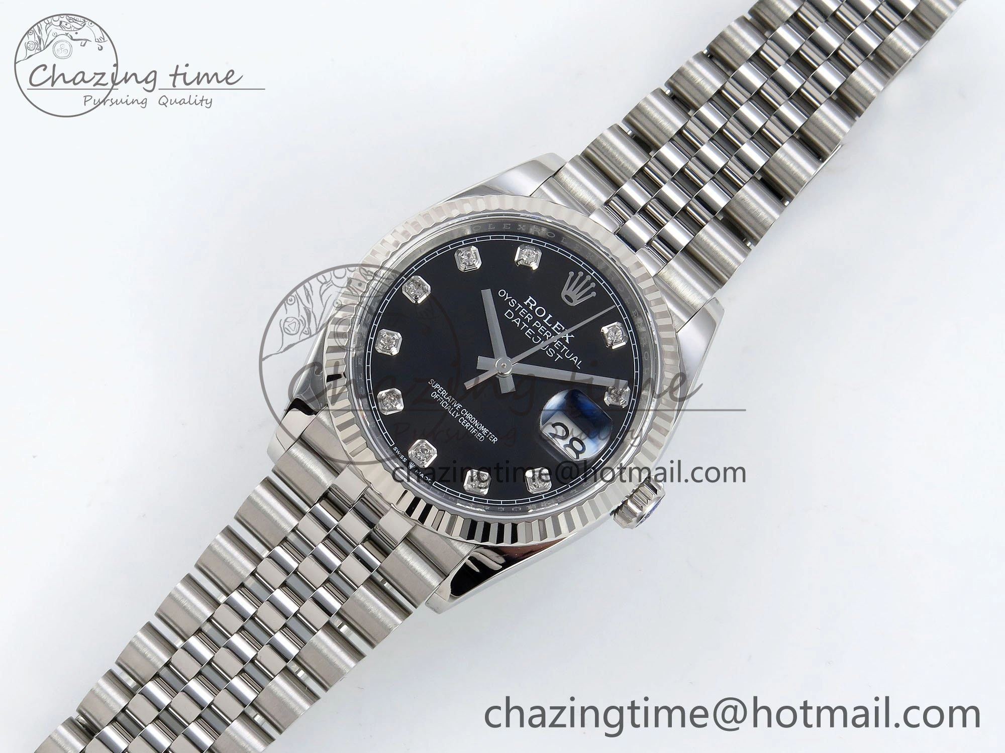 Sustainable DateJust 36 126234 APF 1:1 Best Edition 904L Steel Black Diamonds Dial on SS Jubilee Bracelet VR 1585