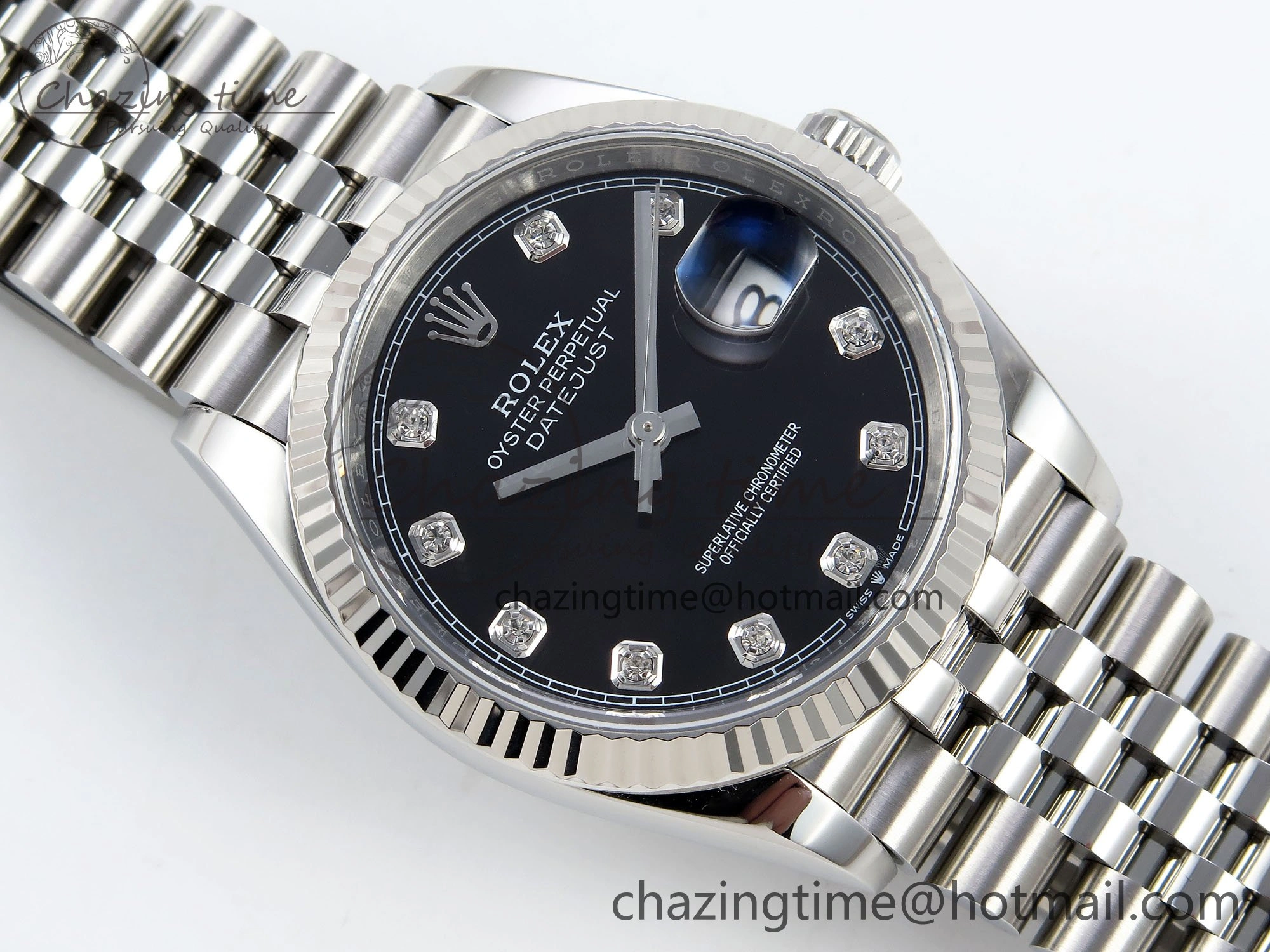 Sustainable DateJust 36 126234 APF 1:1 Best Edition 904L Steel Black Diamonds Dial on SS Jubilee Bracelet VR 1585