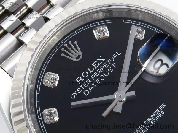 Sustainable DateJust 36 126234 APF 1:1 Best Edition 904L Steel Black Diamonds Dial on SS Jubilee Bracelet VR 1585