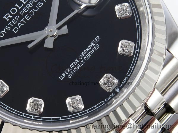 Sustainable DateJust 36 126234 APF 1:1 Best Edition 904L Steel Black Diamonds Dial on SS Jubilee Bracelet VR 1585