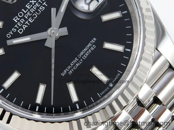 Durable DateJust 36 126234 APF 1:1 Best Edition 904L Steel Black Sitck Dial on SS Jubilee Bracelet VR 1584