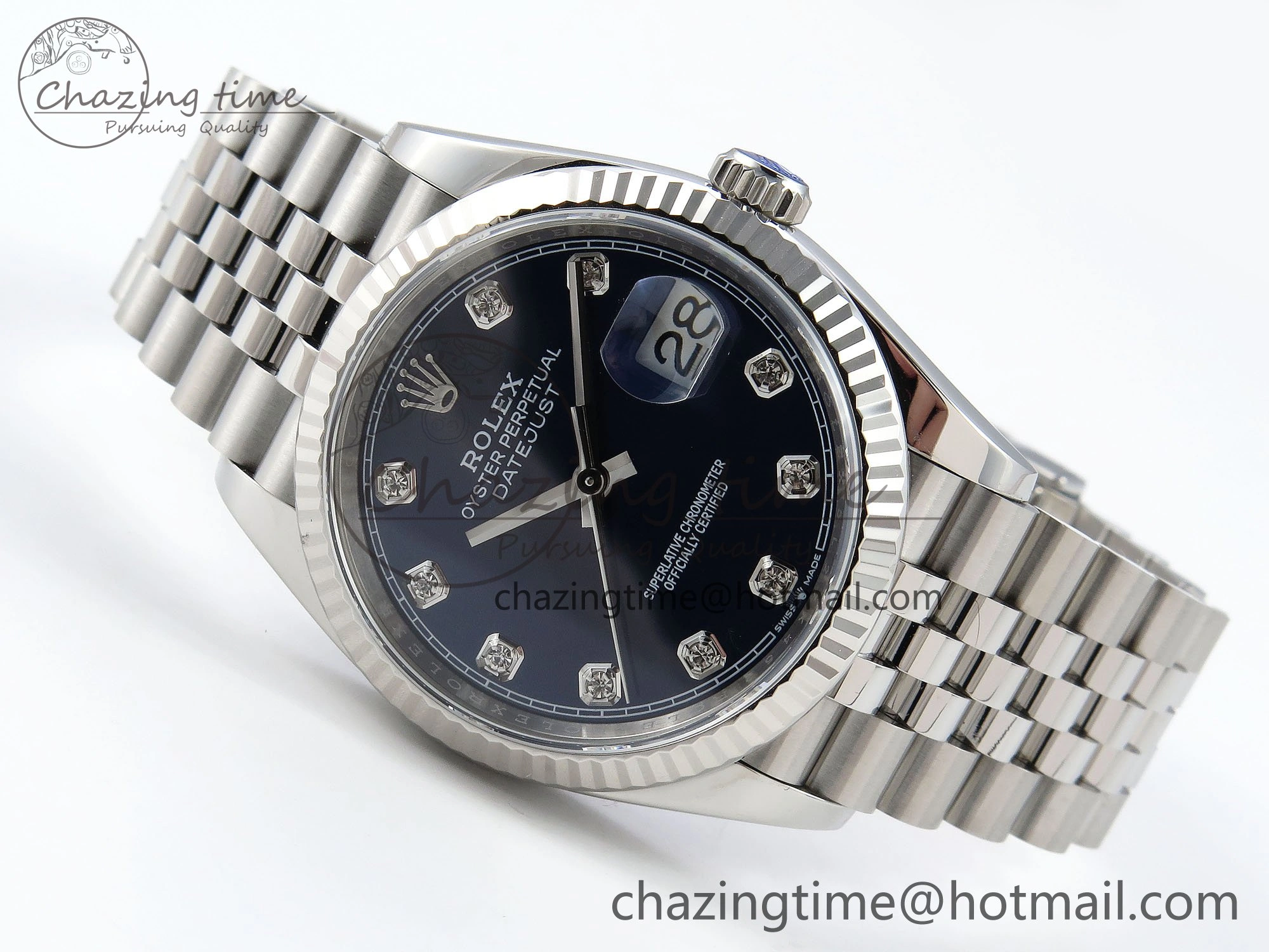 Breathable DateJust 36 126234 APF 1:1 Best Edition 904L Steel Blue Diamonds Dial on SS Jubilee Bracelet VR 1580