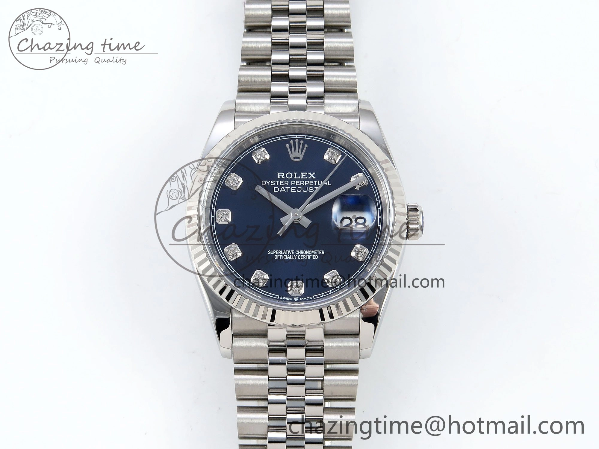 Breathable DateJust 36 126234 APF 1:1 Best Edition 904L Steel Blue Diamonds Dial on SS Jubilee Bracelet VR 1580