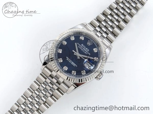 Breathable DateJust 36 126234 APF 1:1 Best Edition 904L Steel Blue Diamonds Dial on SS Jubilee Bracelet VR 1580
