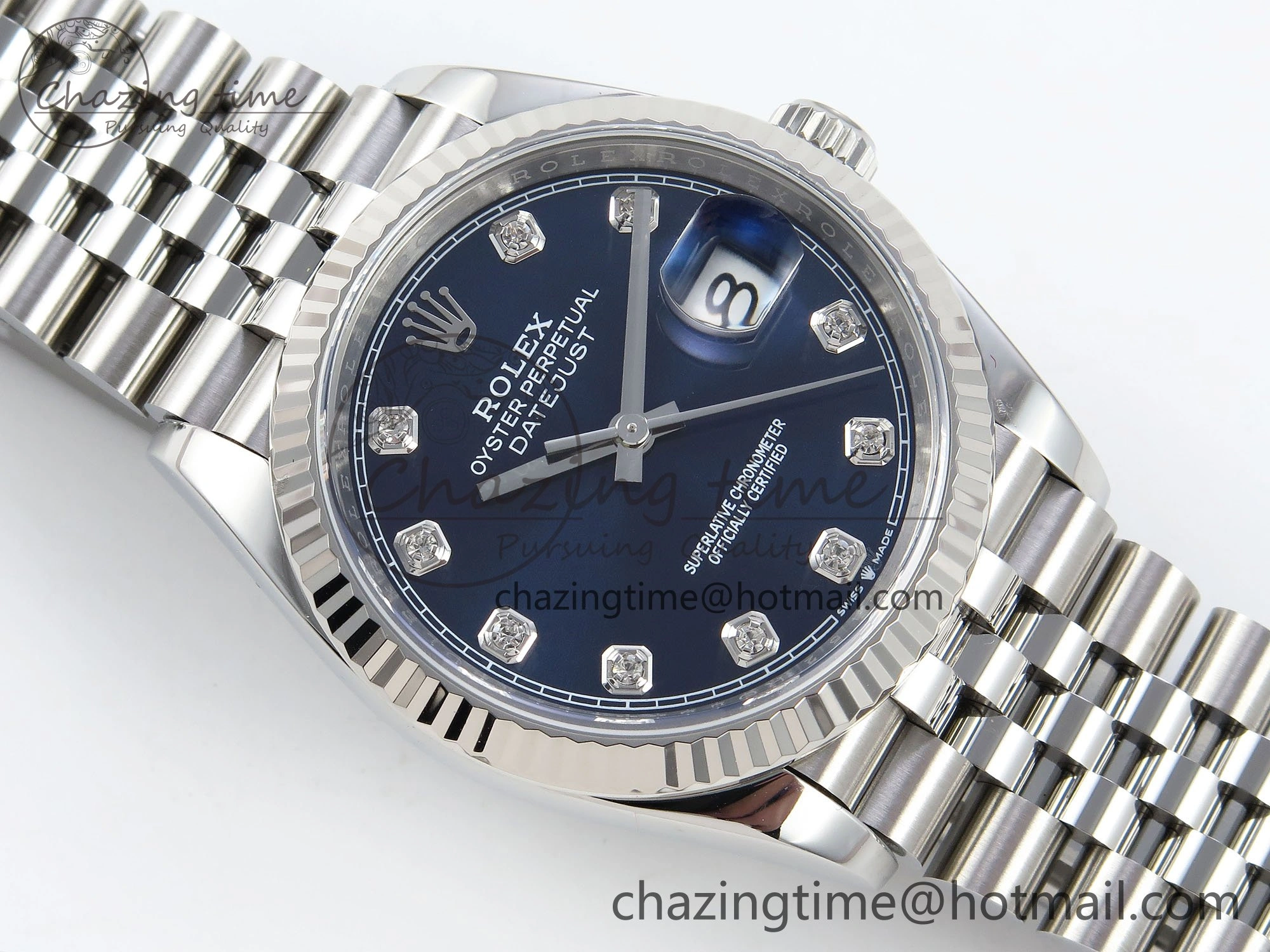 Breathable DateJust 36 126234 APF 1:1 Best Edition 904L Steel Blue Diamonds Dial on SS Jubilee Bracelet VR 1580
