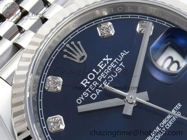 Breathable DateJust 36 126234 APF 1:1 Best Edition 904L Steel Blue Diamonds Dial on SS Jubilee Bracelet VR 1580