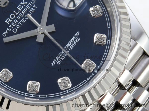 Breathable DateJust 36 126234 APF 1:1 Best Edition 904L Steel Blue Diamonds Dial on SS Jubilee Bracelet VR 1580