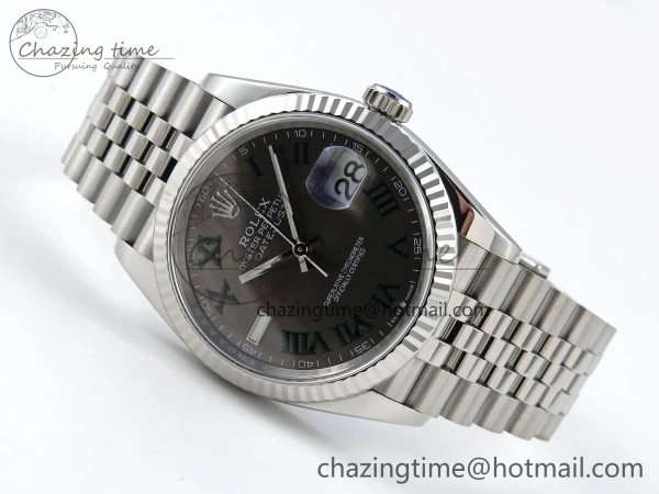 ZipUp DateJust 36 126234 APF 1:1 Best Edition 904L Steel Gray Dial Green Roman on SS Jubilee Bracelet VR 1593