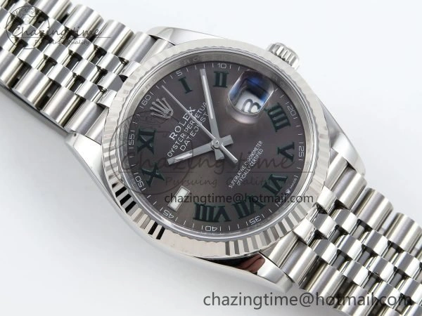 ZipUp DateJust 36 126234 APF 1:1 Best Edition 904L Steel Gray Dial Green Roman on SS Jubilee Bracelet VR 1593