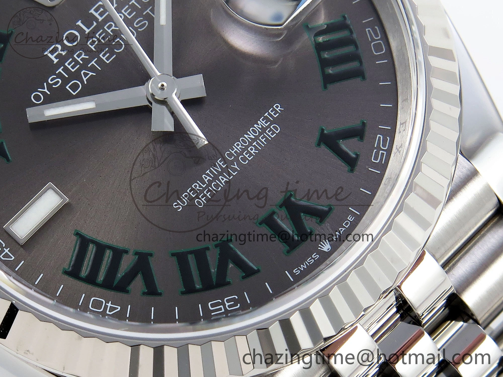 ZipUp DateJust 36 126234 APF 1:1 Best Edition 904L Steel Gray Dial Green Roman on SS Jubilee Bracelet VR 1593