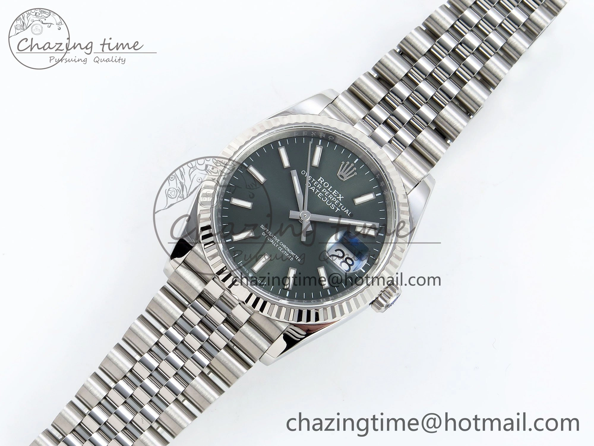 Breathable DateJust 36 126234 APF 1:1 Best Edition 904L Steel Green Sitck Dial on SS Jubilee Bracelet VR 1587
