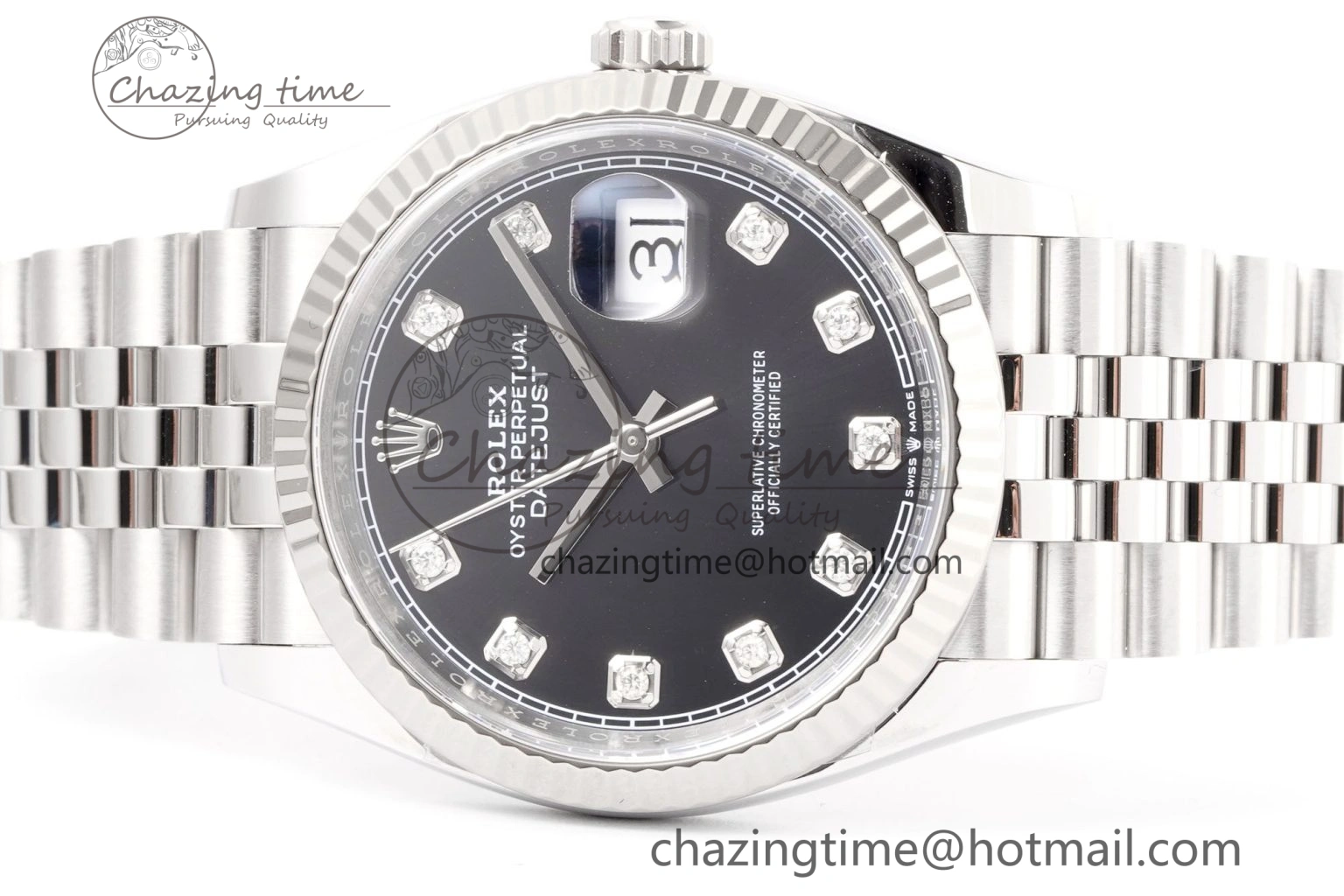Comfortable DateJust 36 126234 Clean 1:1 Best Edition 904L Steel Black Diamonds Dial on Jubilee Bracelet VR 10135