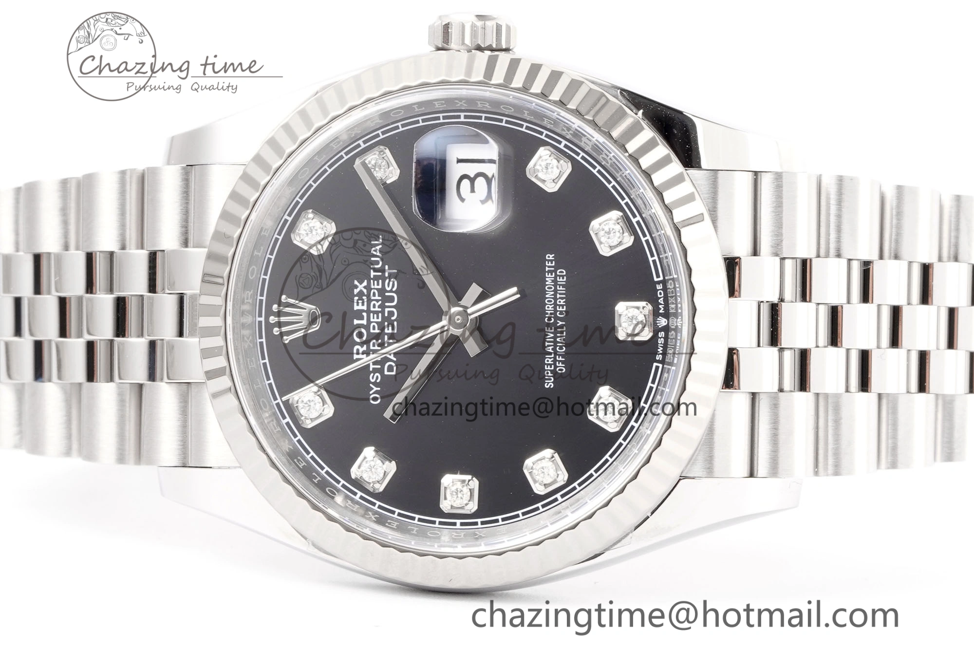Comfortable DateJust 36 126234 Clean 1:1 Best Edition 904L Steel Black Diamonds Dial on Jubilee Bracelet VR 10135