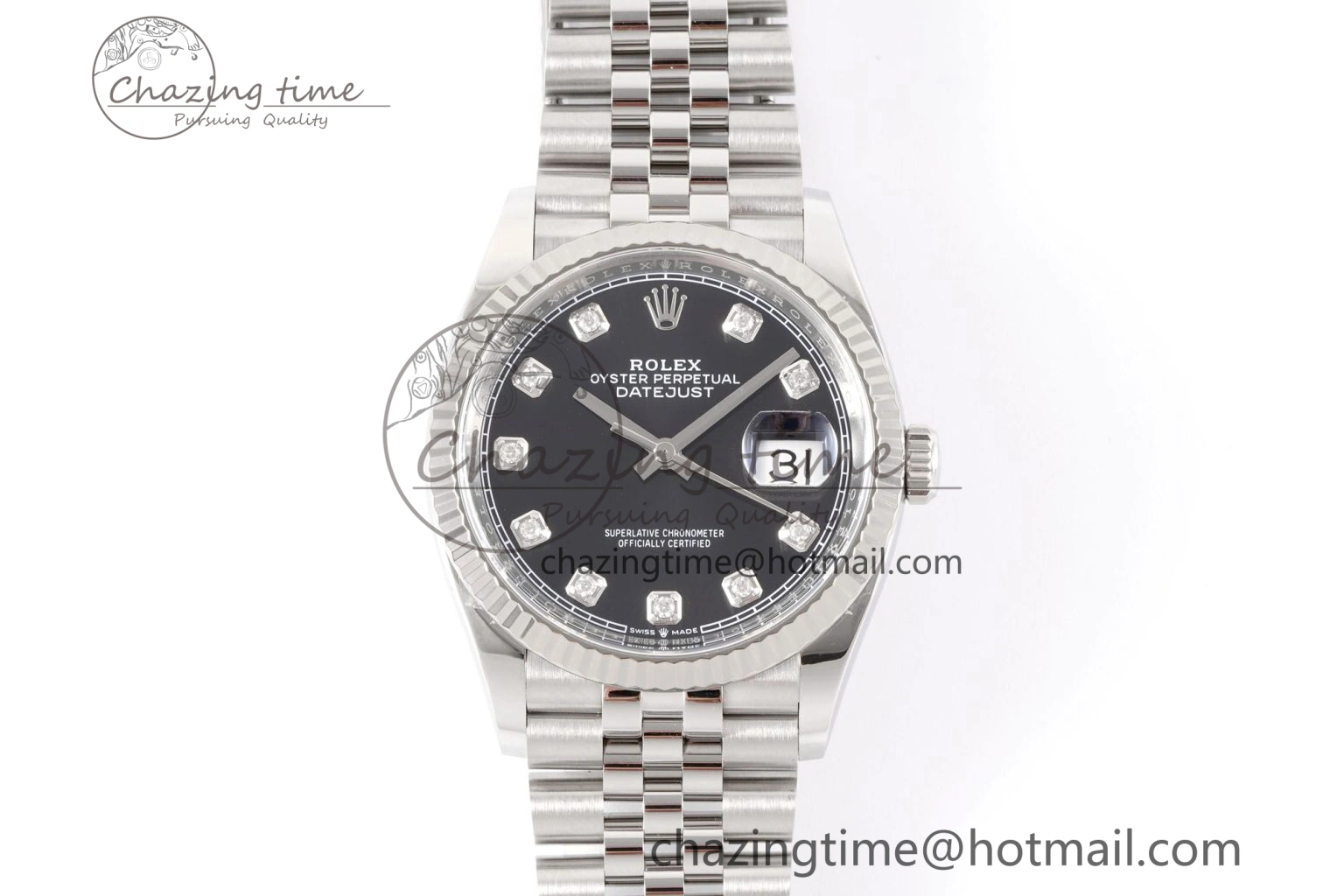 Comfortable DateJust 36 126234 Clean 1:1 Best Edition 904L Steel Black Diamonds Dial on Jubilee Bracelet VR 10135