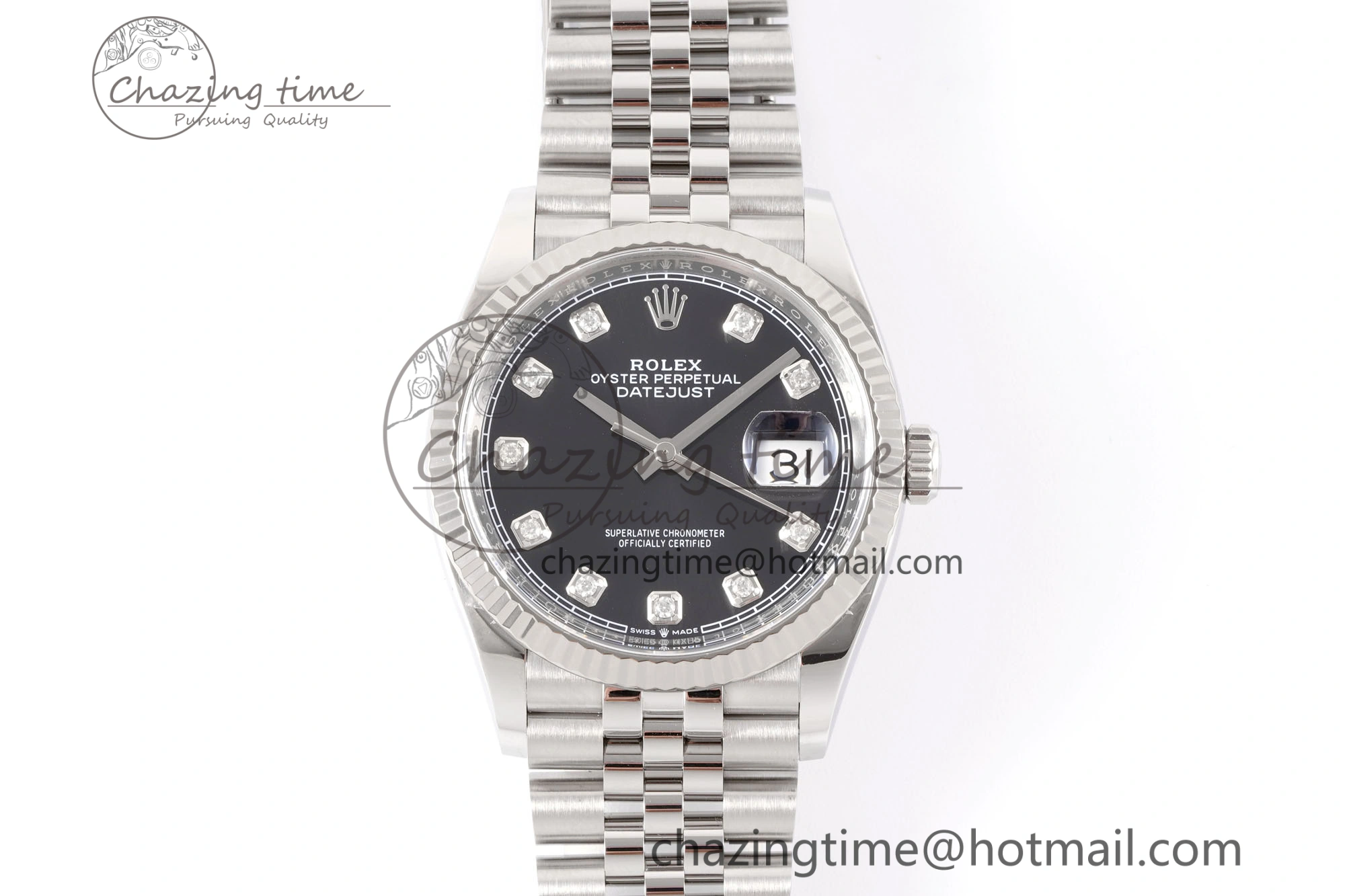 Comfortable DateJust 36 126234 Clean 1:1 Best Edition 904L Steel Black Diamonds Dial on Jubilee Bracelet VR 10135