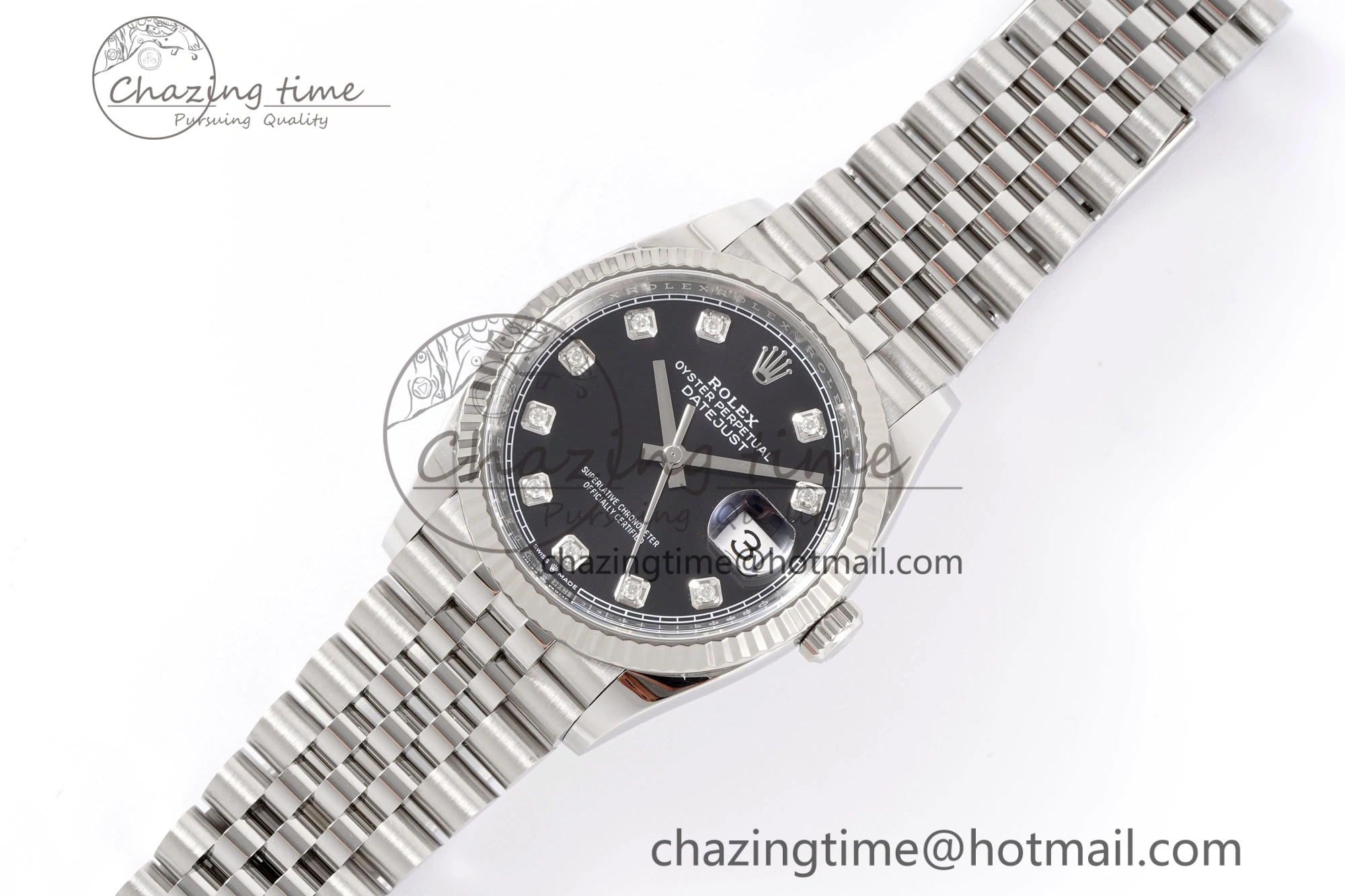 Comfortable DateJust 36 126234 Clean 1:1 Best Edition 904L Steel Black Diamonds Dial on Jubilee Bracelet VR 10135