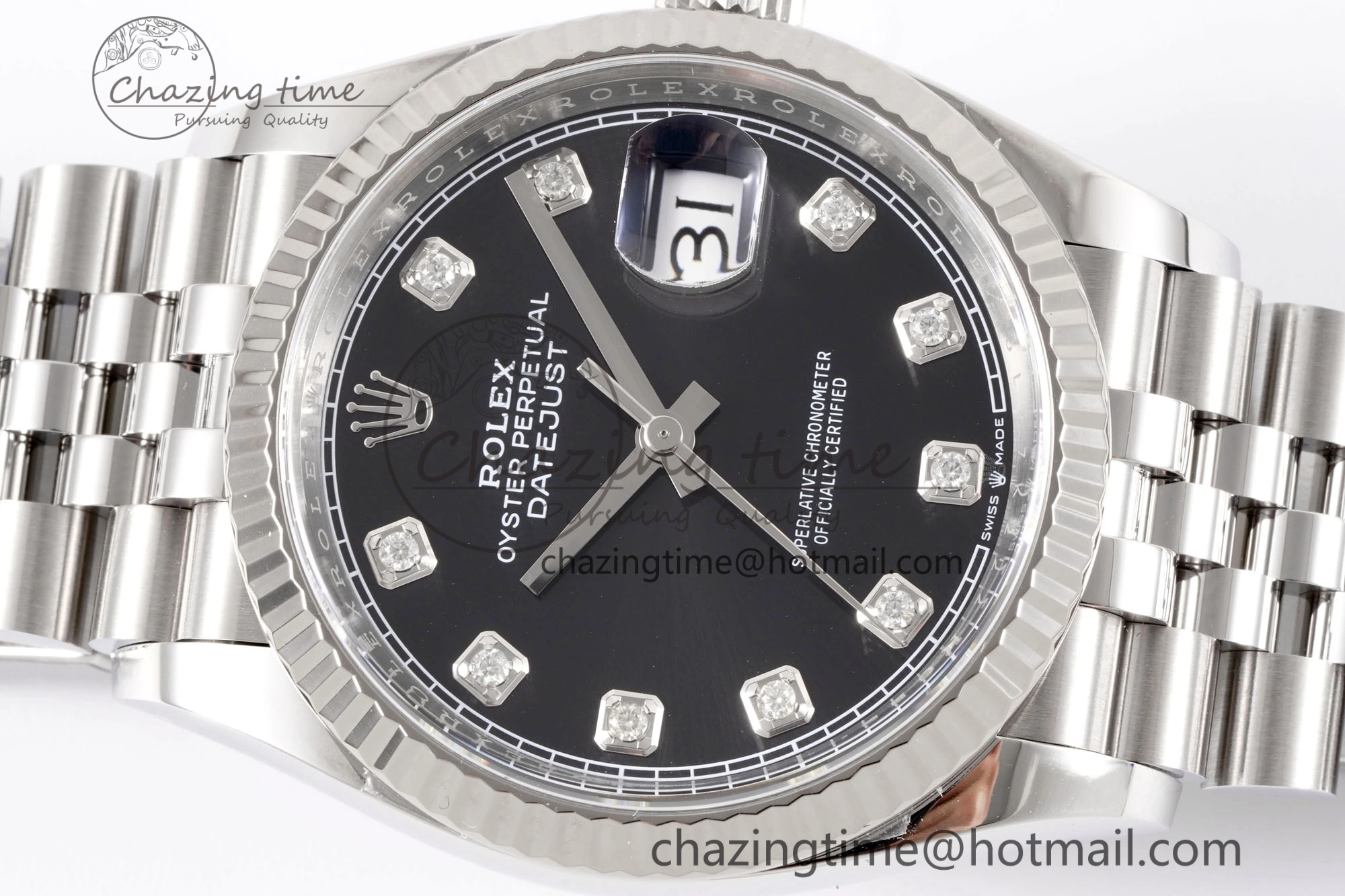 Comfortable DateJust 36 126234 Clean 1:1 Best Edition 904L Steel Black Diamonds Dial on Jubilee Bracelet VR 10135